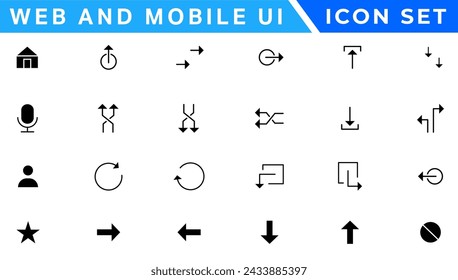 UI icons set. Vector. For mobile, web, social media, business. User interface elements for mobile app. Simple modern design.
