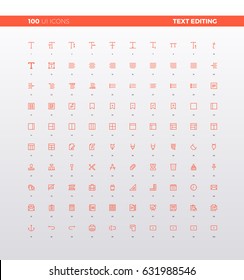 UI icons of text editing and formatting tools,  simple word processor instruments, font align, menu toolbar elements. 32px simple line icons set. Premium quality symbols and sign web logo collection.