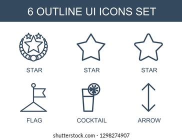 ui icons. Trendy 6 ui icons. Contain icons such as star, flag, cocktail, arrow. ui icon for web and mobile.