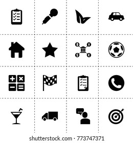 Ui icons. vector collection filled ui icons. includes symbols such as truck, car, leaf, list, star, microphone, football, target, bank. use for web, mobile and ui design.