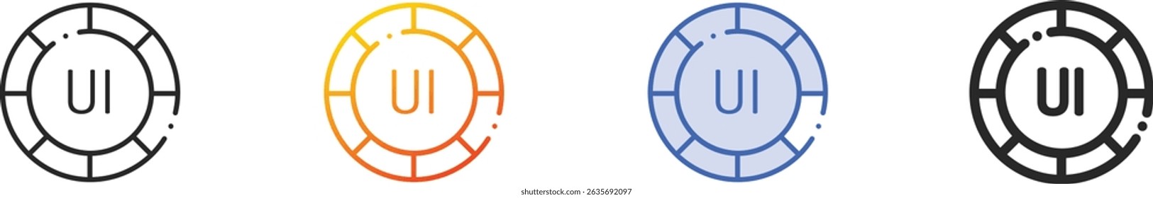 ui icon.Thin Linear, Gradient, Blue Stroke and bold Style Design Isolated On White Background