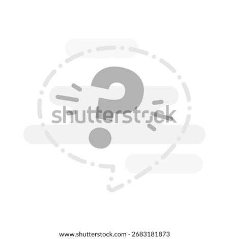 UI illustration of a dashed line chat bubble with question mark icon. no response, unanswered message, missing chat reply, pending support request, or empty conversation in modern interface design