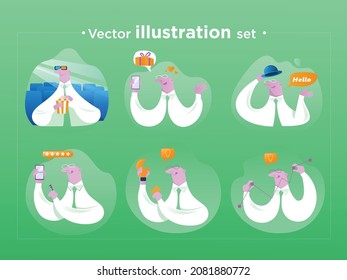 UI illustration set for landing page . character flat  illustration collection  .