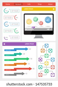 Ui, infographics and web elements including flat design. EPS10 vector illustration.