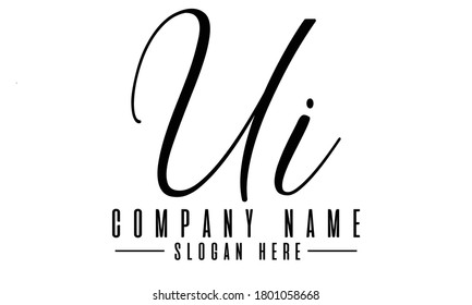 Ui initail logo design, alphabet Ui letter template design vector