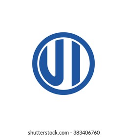 UI initial letters circle business logo blue