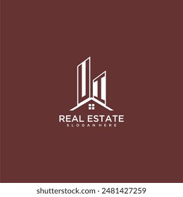 UI initial monogram building and roof logo for real estate