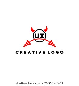 UI initial monogram for fitnes or gym logo with devil style design
