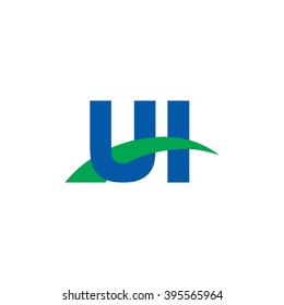 UI initial overlapping swoosh letter logo blue green