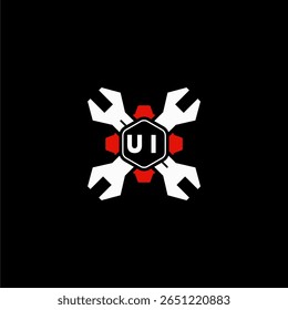 UI initialen Vektor Stok Otomotif logo ontwerp