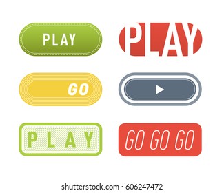 UI interface button play media internet isolated website online concept element sign and online tube player approved mark click icon vector illustration.