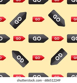 UI interface button play media internet website online seamless pattern player mark click vector illustration.