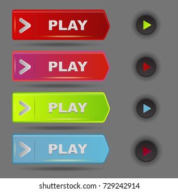 UI interface button play media internet website element online player mark click vector illustration.