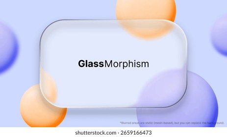 Marco de interfaz de interfaz de usuario para el morfismo del vidrio. Plantilla de visualización de Web. Elemento de diseño de material abstracto gráfico con efecto translúcido.