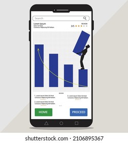 UI Interface of Unique Design Of Mobile, Statistics, Review Page Template Illustration For Promotion And Advertisement Purpose. Social Media Post, Feed. Feedback Page