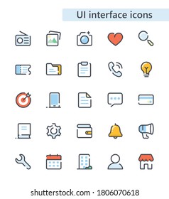 UI interface vector icons set.