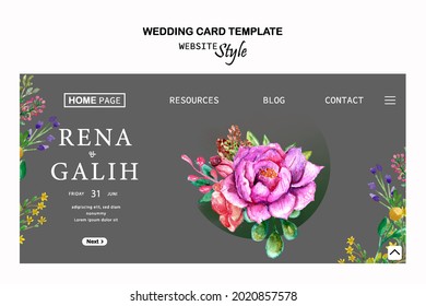 ui interface wedding card template flower watercolor