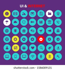 UI and Internet icon set, trendy flat icons