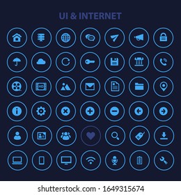conjunto de iconos de la interfaz de usuario e Internet, iconos planos de moda