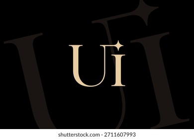 Diseño de icono de logotipo de letra UI o IU. Monograma de las iniciales de lujo de estilo clásico.
