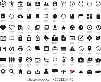 Componentes del kit de interfaz de usuario con color gris.  Un Grande conjunto de varios iconos. Diseño de materiales Estándar Icon Set.