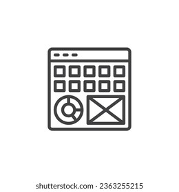 UI Kit line icon. linear style sign for mobile concept and web design. User interface kit outline vector icon. Symbol, logo illustration. Vector graphics