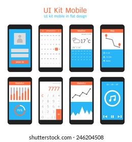 UI kit mobile in flat design