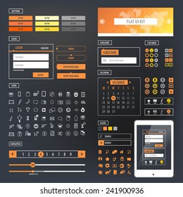 Ui Kit Responsive Web Design. Icons, Template Mockup.