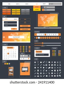 Ui kit responsive web design. Icons, template mockup.