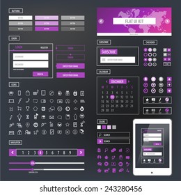 UI kit responsive web design. Icons, template mockup.