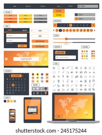 Ui kit responsive web design. Icons, template mockup.