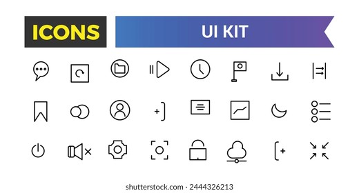 UI Kit - Shopping And Ecommerce Icons Set, Set Of Shopping Bag, Buy Cart, Delivery, Map Location, User, Arrows, Online Assistant And Other Ui Elements And Icons, Vector Illustration