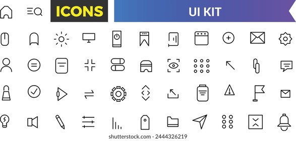 UI Kit - Shopping And Ecommerce Icons Set, Set Of Shopping Bag, Buy Cart, Delivery, Map Location, User, Arrows, Online Assistant And Other Ui Elements And Icons, Vector Illustration
