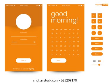 UI Kit With Sign Up Screen Calendar and Buttons