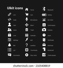 UI kits fill icons set. Simple, flat, isolated, white icon.