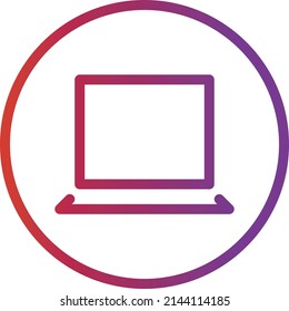 UI laptop notebook screen icon or illustration vector graphic with outline style, rounded, circle, purple, red. suitable for ui, ux, web, and applications.