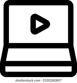 Ilustración del icono del Vector del ordenador portátil de UI. Estilo de línea