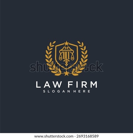 UI letter monogram logo for lawfirm with pillar and leaf image design
