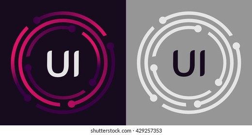 UI letters business logo icon design template elements in abstract background logo, design identity in circle, alphabet letter
