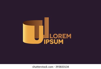 UI letters logo, U and I letters logo alphabet design.