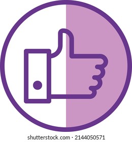 Icono de aprobación manual o gráfico vectorial de ilustración con estilo de contorno, redondeado, circular, púrpura. adecuado para ui, ux, web y aplicaciones.