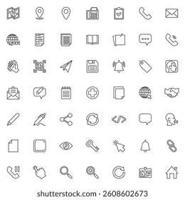 UI line icons set. linear style symbols collection, outline signs pack. Interface and Web Design vector graphics. Set includes icons as communication, connection, telephone call, message, navigation
