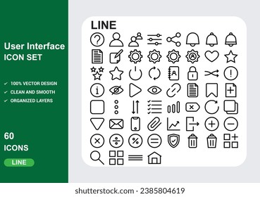 Iconos de línea ui con vectores libres de fondo blanco