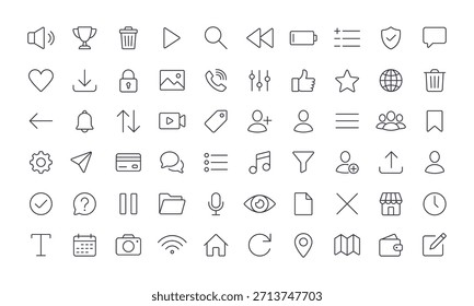 Conjunto de iconos simples de línea de interfaz de usuario. Perfil de Web de usuario Interfaz UX Diseño de símbolo de línea móvil