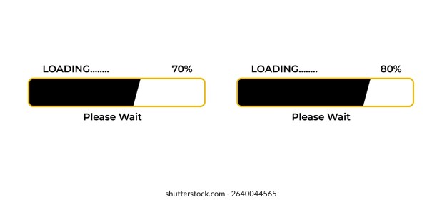 UI loading bar icons with 70% and 80% completion. Great for interface feedback elements in apps, games, websites, or animations.