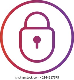 UI lock padlock icon or illustration vector graphic with outline style, rounded, circle, purple, red. suitable for ui, ux, web, and applications.