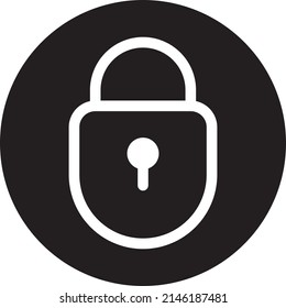 UI lock, security, safety, protection icon or illustration vector graphic with fill style, rounded, circle, black, white. suitable for ui, ux, web, logo and application