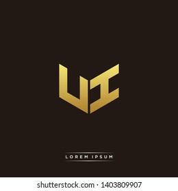 UI Logo Letter Initial Logo Designs Templete with Gold and Black Background