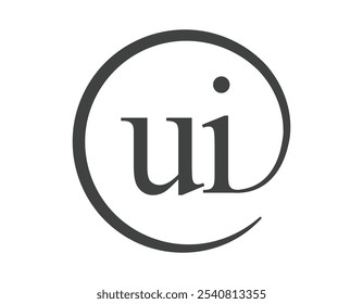 Logotipo de la interfaz de usuario de dos letras con forma de círculo estilo de signo de correo electrónico. U y yo redondeamos el logotipo de la empresa para la identidad de marca.