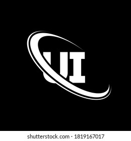 logotipo de la interfaz de usuario. Diseño. Letra blanca de la interfaz de usuario. diseño del logotipo de la letra UI/U I. Letra inicial logotipo de monograma en mayúsculas de círculo vinculado UE.	
